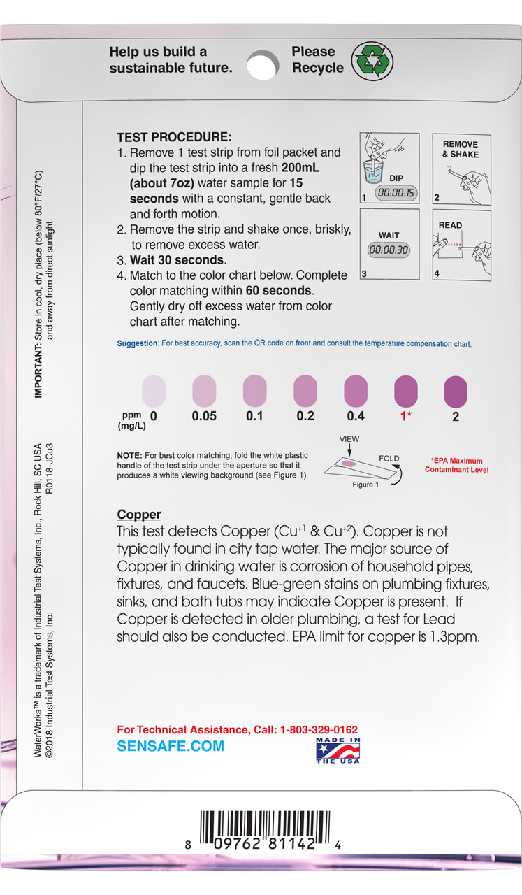 S30P-CoppL1 수질 저농도 구리 검사키트 측정범위 0 - 2ppm, 30회측정, ITS 481142