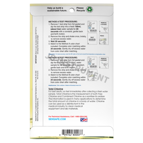 S30P-ULTCl 총염소 Sensafe 검사키트 범위 0.0 ~ 0.2 mg/l 30회 측정 ITS 480007 Ultra Low Total Chlorine Pocket Pack