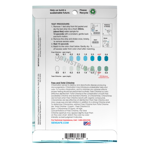 P30-FTCl 총염소 Sensafe 검사키트 범위 0.0 ~ 5.0 mg/l, 50회 측정, ITS, 480655, Free & Total Chlorine